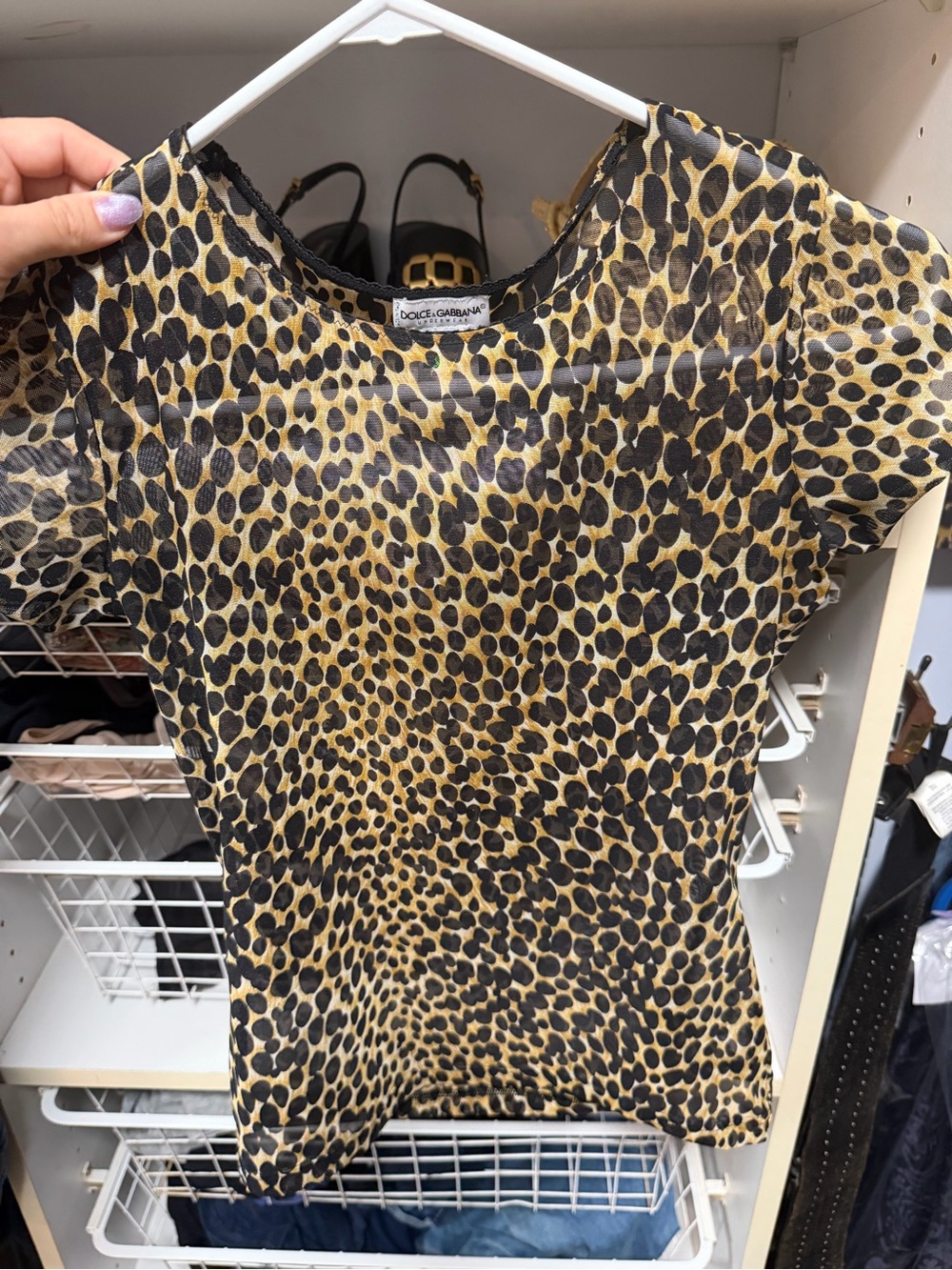 Dolce & Gabbana Short Sleeve Leopard-Spot Tee in Yellow and Black